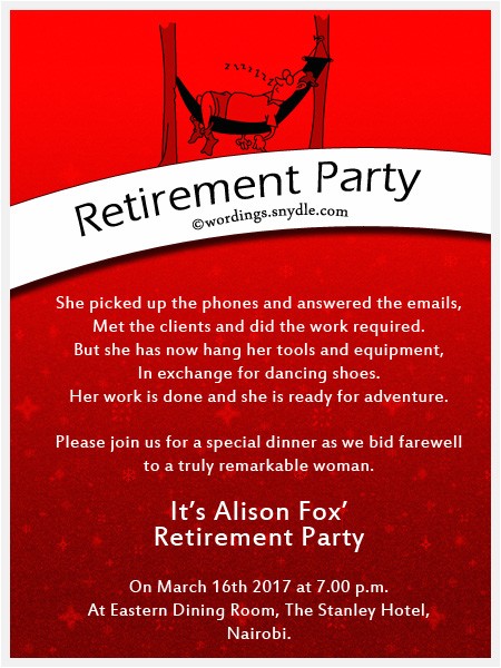 Retirement Party Invite Wording Retirement Party Invitation Wording Ideas and Samples