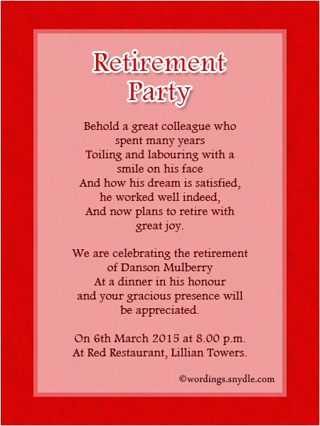 Retirement Party Invite Wording Retirement Party Invitation Wording Ideas and Samples