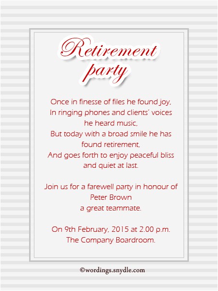 Retirement Party Invite Wording Retirement Party Invitation Wording Ideas and Samples