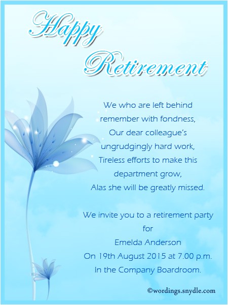Retirement Party Invite Wording Retirement Party Invitation Wording Ideas and Samples
