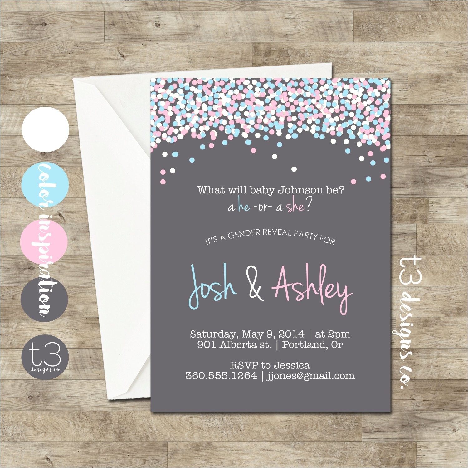Revealing Party Invitations Gender Reveal Invitation Confetti Gender Reveal Party