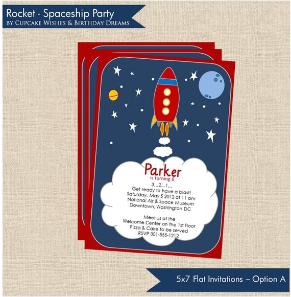 Rocket Ship Birthday Party Invitations Rocket Launch Space Ship Children 39 S Party Printable