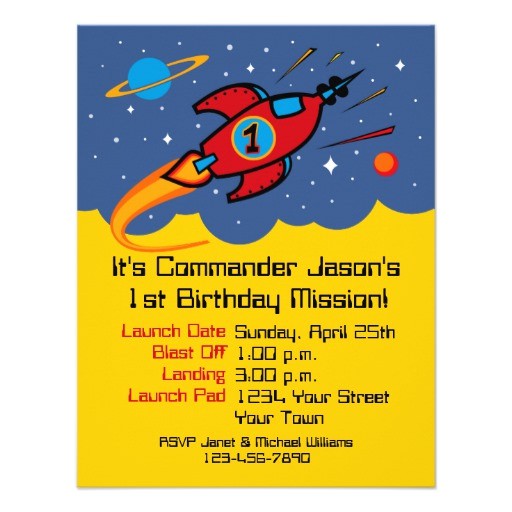 Rocket Ship Birthday Party Invitations Rocket Ship 1st Birthday Custom Invitations Zazzle