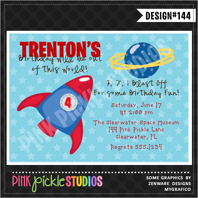 Rocket Ship Birthday Party Invitations Rocket Ship Personalized Party Invitation