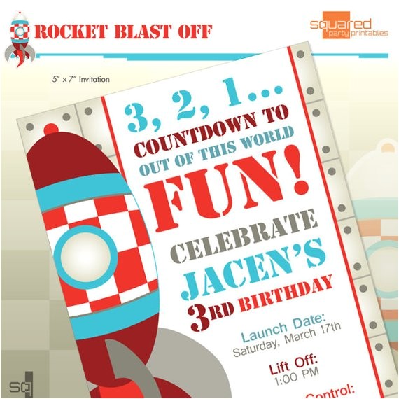 Rocket Ship Birthday Party Invitations Rocket Ship Spaceship Birthday Party Printable Invitation