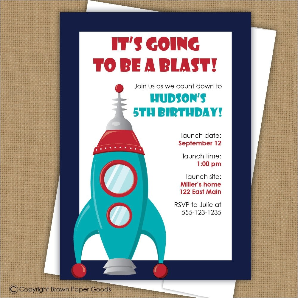 Rocket Ship Birthday Party Invitations Space Birthday Invitation Rocket Ship Invitation