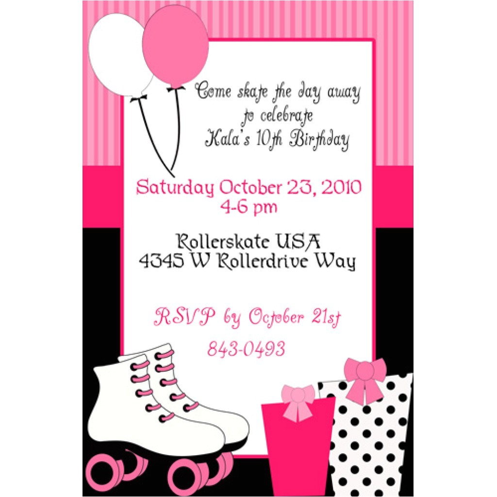 Roller Skating Invitations for Birthday Party Printable Blank Roller Skating Birthday Invitations