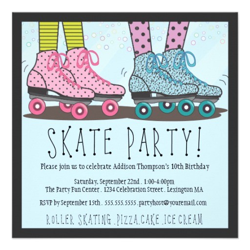 Roller Skating Invitations for Birthday Party Roller Skating Birthday Party Invitation
