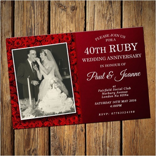 Ruby Wedding Anniversary Party Invitations 40th Ruby Wedding Anniversary Invitations No 9