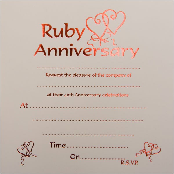 Ruby Wedding Anniversary Party Invitations Ruby Wedding Anniversary Invitations