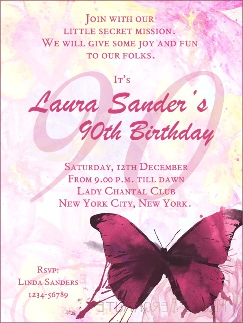 Sample Invitations for 90th Birthday Party 90th Birthday Invitation Wording 365greetings Com