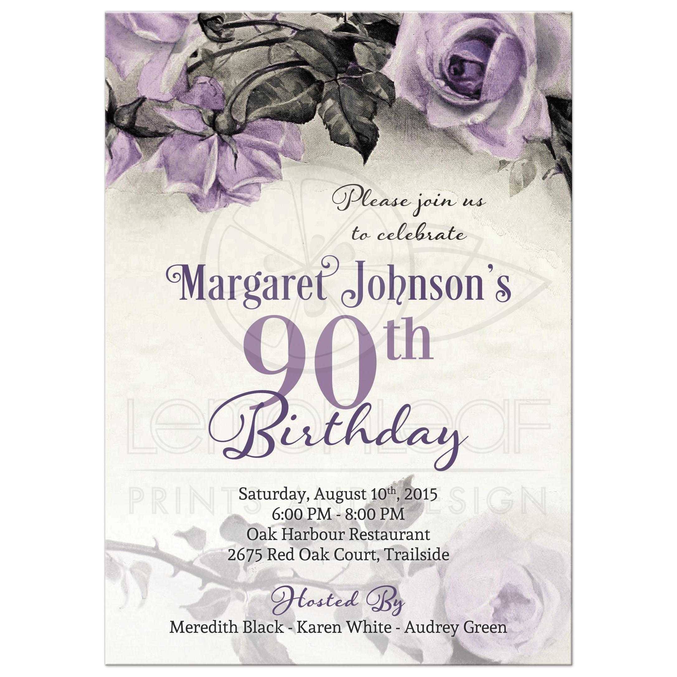 Sample Invitations for 90th Birthday Party 90th Birthday Party Invitations Party Invitations Templates