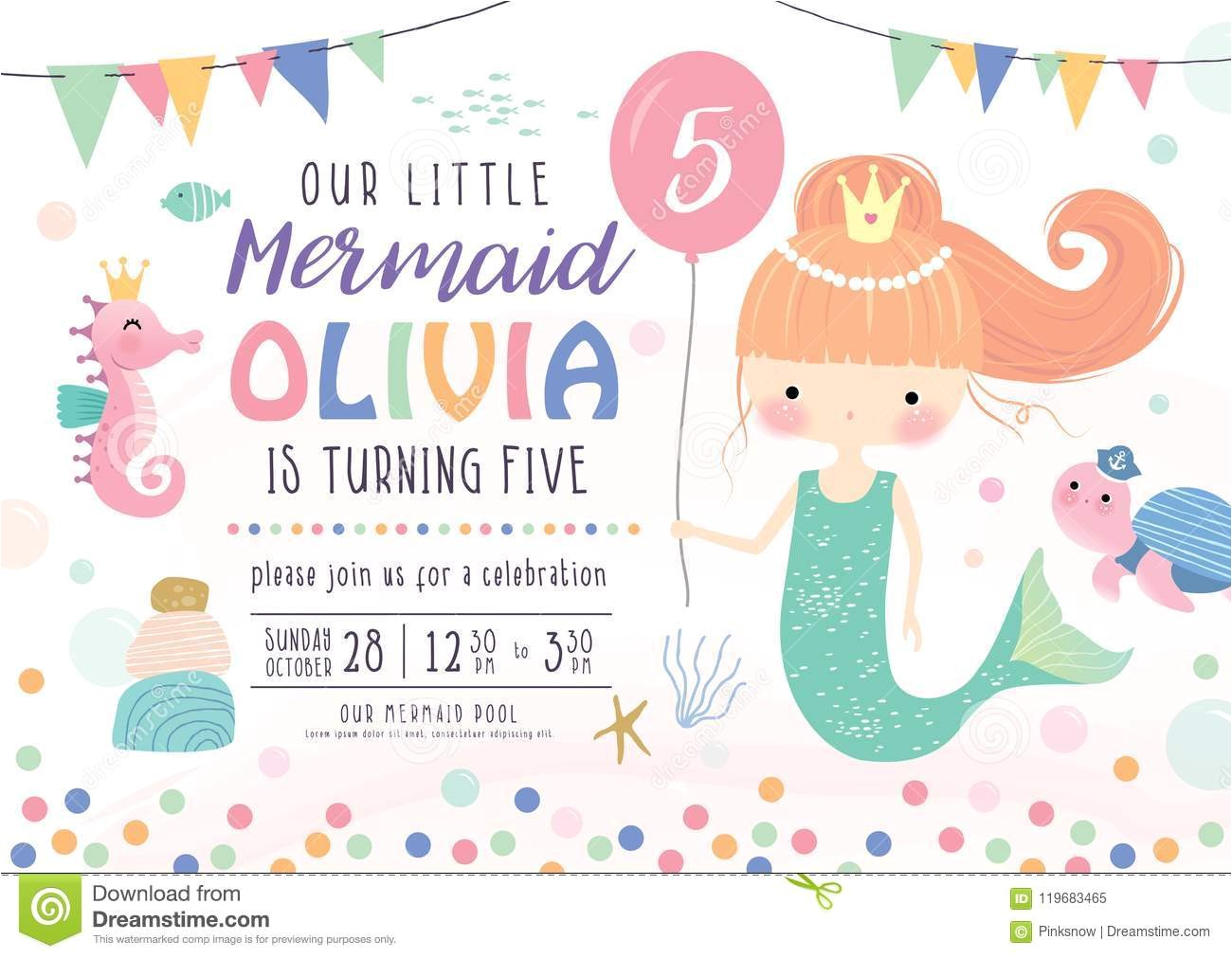 Sea Life Birthday Party Invitations Kids Birthday Party Invitation Card Stock Vector Sea Life Birthday Party Invitations Kids Birthday Party Invitation Card Stock Vector