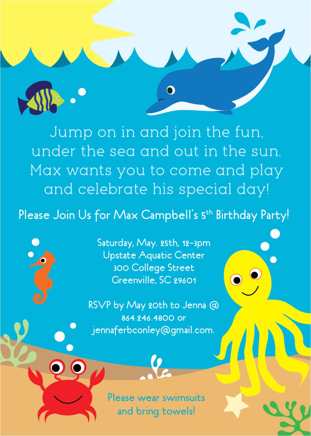Sea Life Birthday Party Invitations Under the Sea Birthday Party Invitations Boy or Girl Sea Sea Life Birthday Party Invitations Under the Sea Birthday Party Invitations Boy or Girl Sea