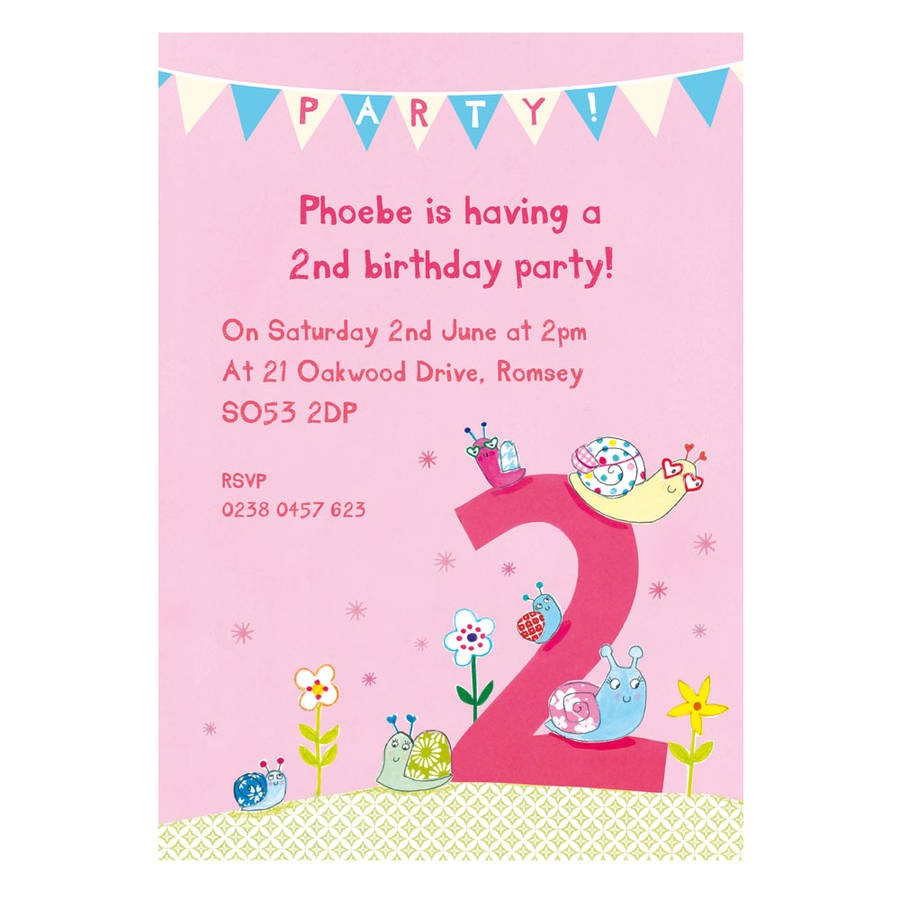 Second Birthday Party Invitations Personalised Second Birthday Party Invitations by Made by