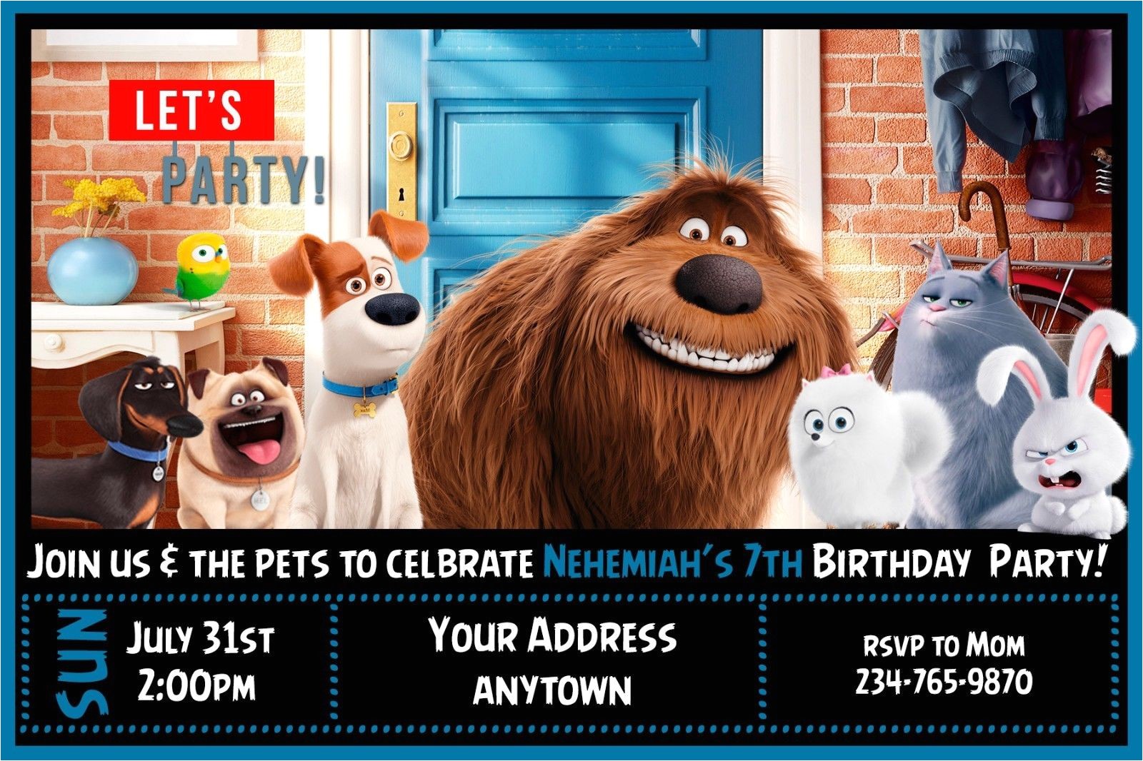 Secret Life Of Pets Party Invitations 12 the Secret Life Of Pets Birthday Party Invitations