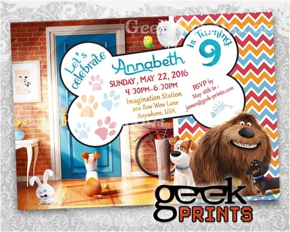 Secret Life Of Pets Party Invitations Sale Pets Movie theme Birthday Invitation Custom