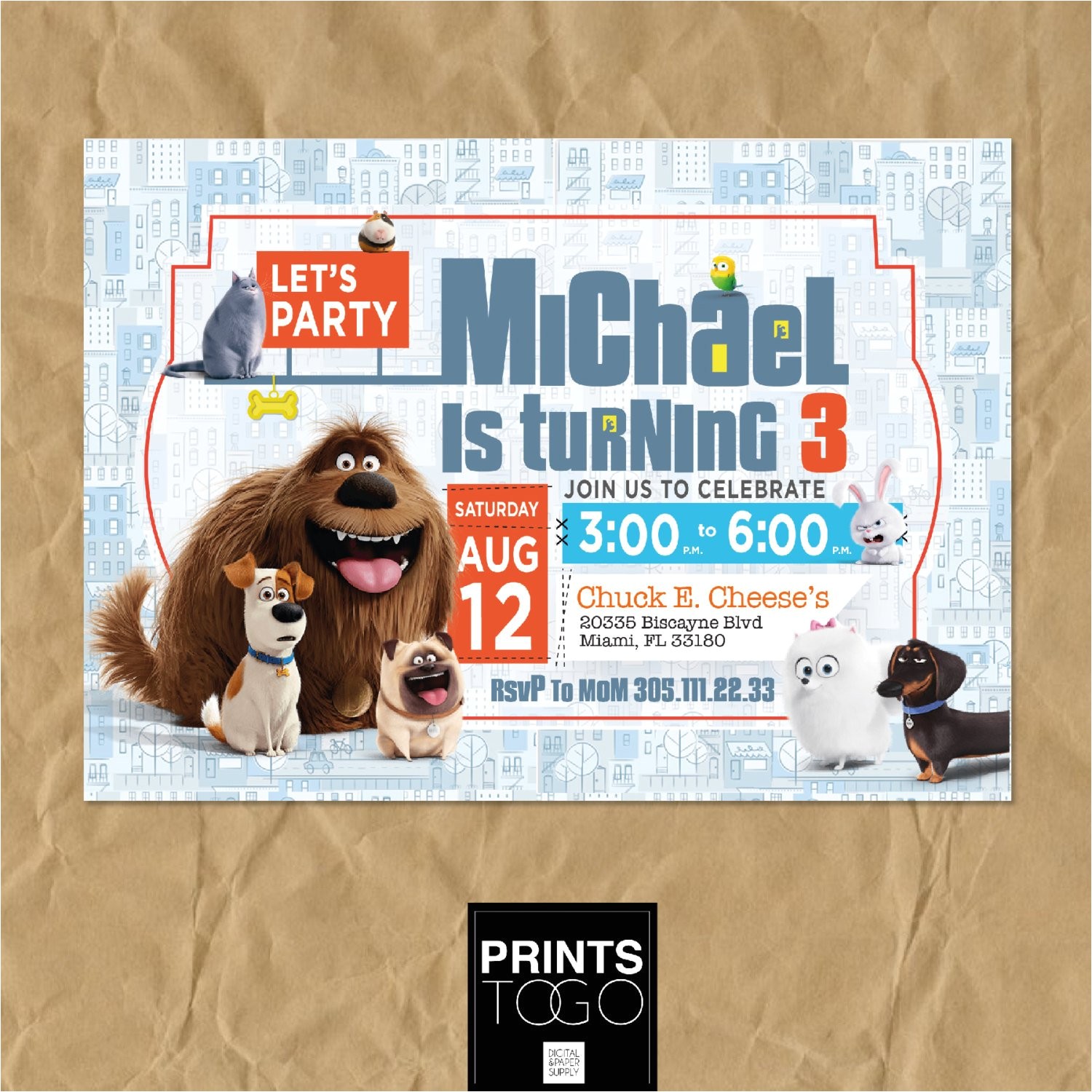 Secret Life Of Pets Party Invitations Secret Life Of Pets Invitation Secret Life Of Pets Custom