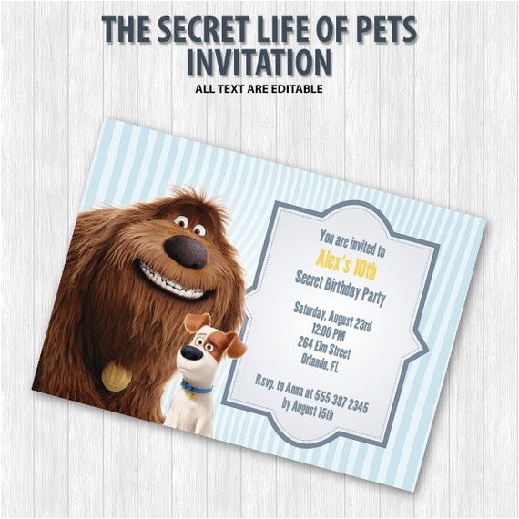 Secret Life Of Pets Party Invitations the Secret Life Of Pets Party Invitation