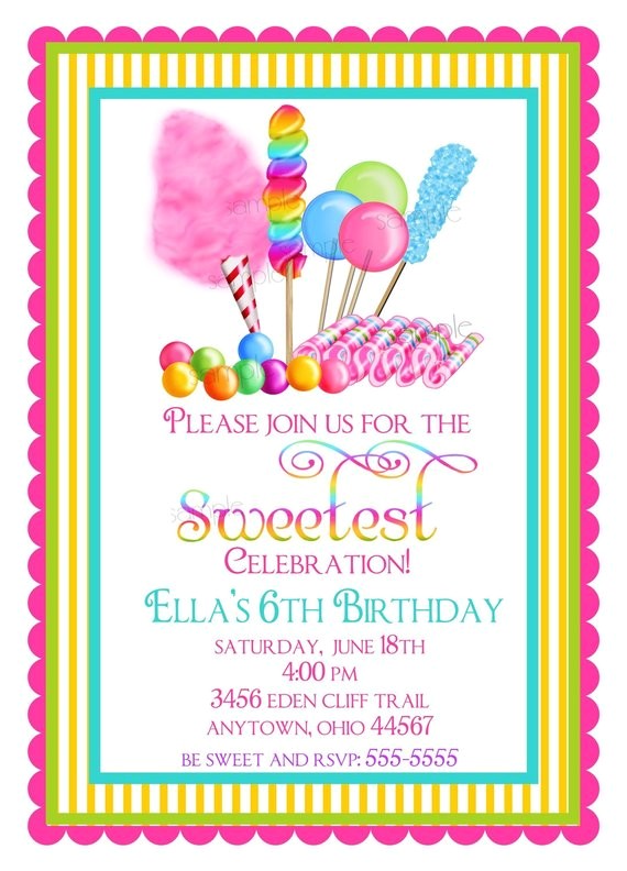 Shopping Party Invitation Wording Candy Invitations Sweet Shop Birthday Party Invitations
