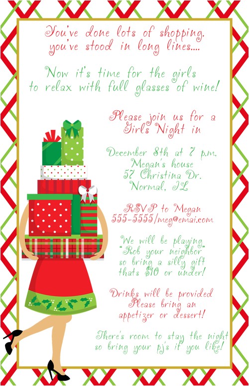 Shopping Party Invitation Wording Girls Night Shopping Christmas Party Invitations