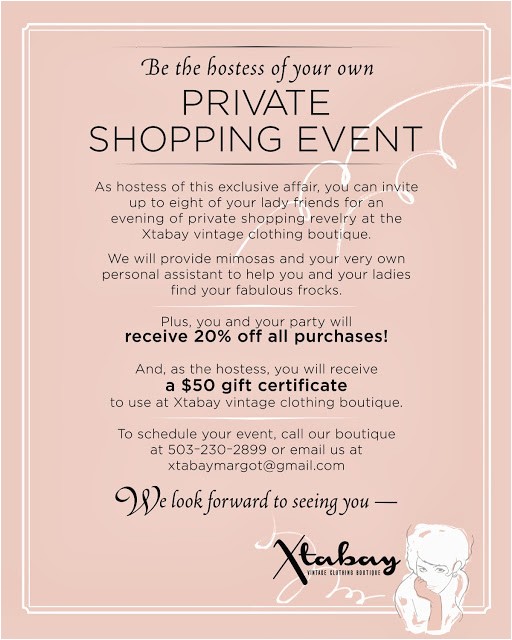 Shopping Party Invitation Wording Xtabay Vintage Clothing Boutique Portland oregon