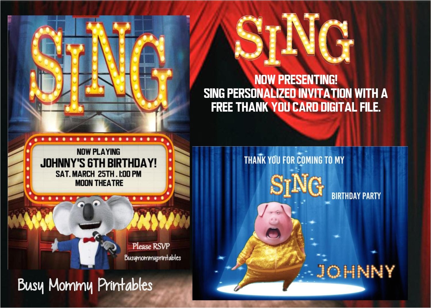 Sing Party Invitations Sing Inspired Invitation Personalizedsing Birthday