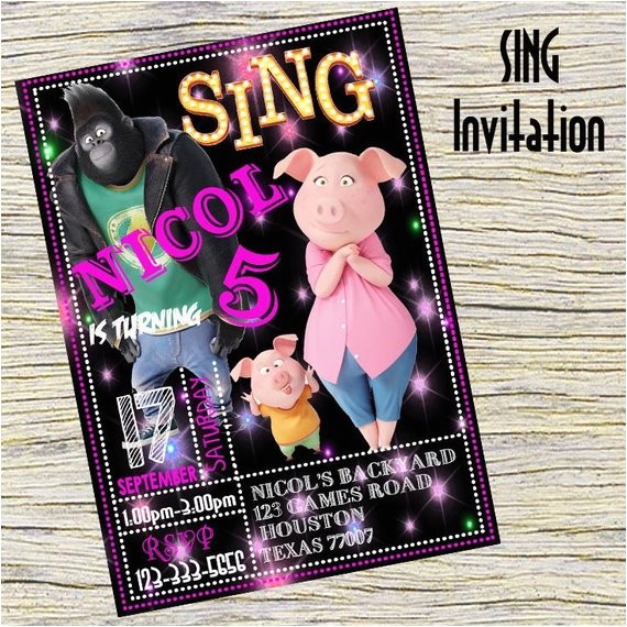Sing Party Invitations Sing Invitation Sing Personalizedsing Birthday