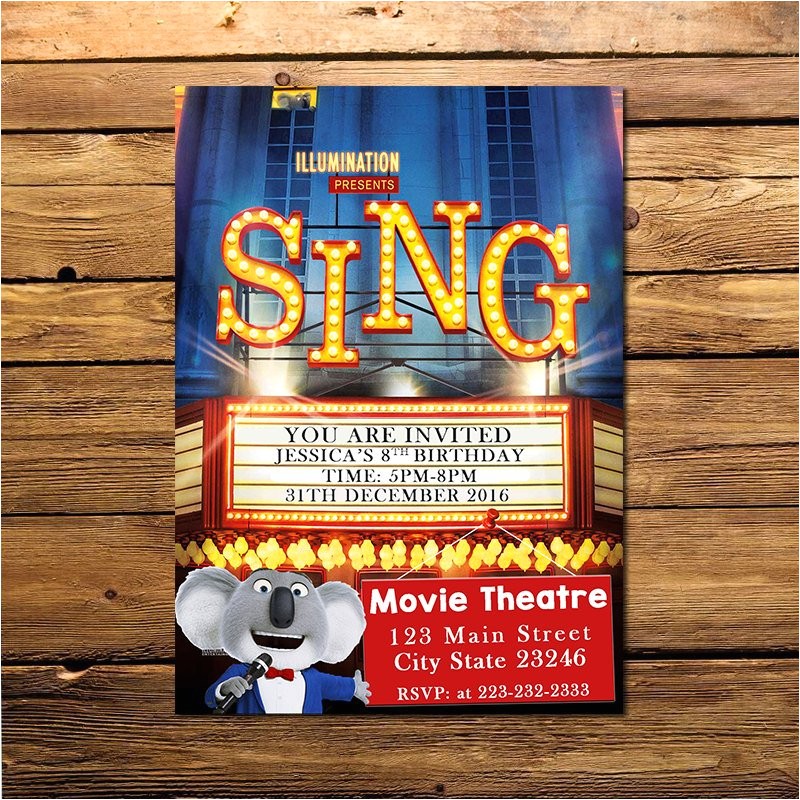 Sing Party Invitations Sing Movie Invitation Sing Invitation Sing Movie Party Sing