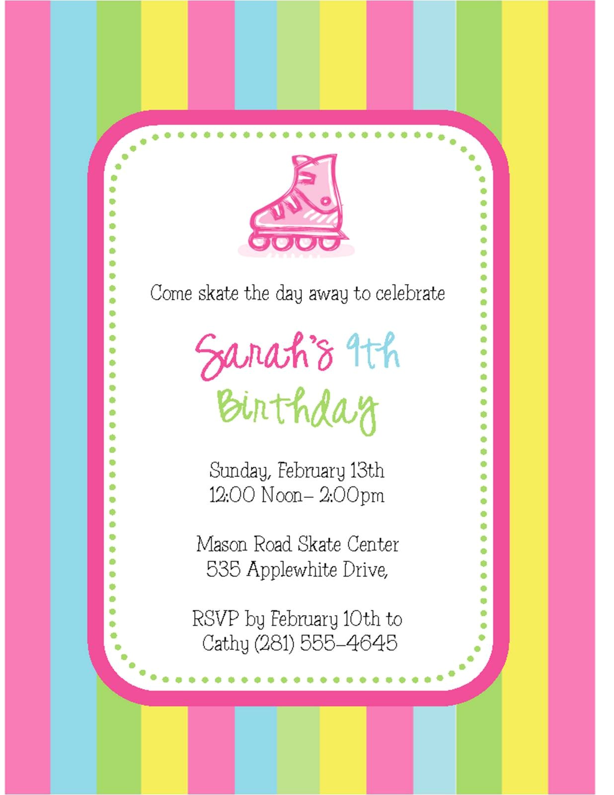 Skating Party Invitation Template Free Skating Party Invitations Party Invitations Templates