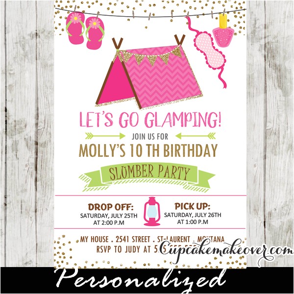 Slumber Party Invitation Ideas Slumber Party Invitations Pink Glamping Tent Sleepover