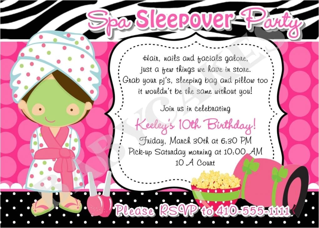 Slumber Party Invitation Wording Ideas Spa Sleepover Invitation Wording Invitation Sample