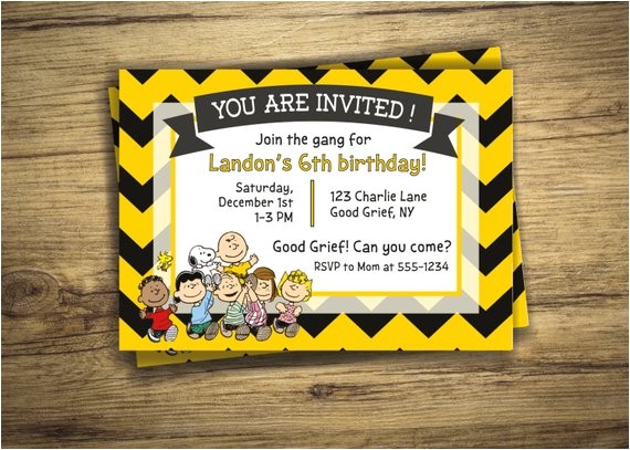Snoopy Birthday Party Invitations Charlie Brown Birthday Party Invitation Peanuts Movie