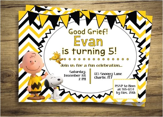 Snoopy Birthday Party Invitations Charlie Brown Snoopy Birthday Party Invitation Peanuts