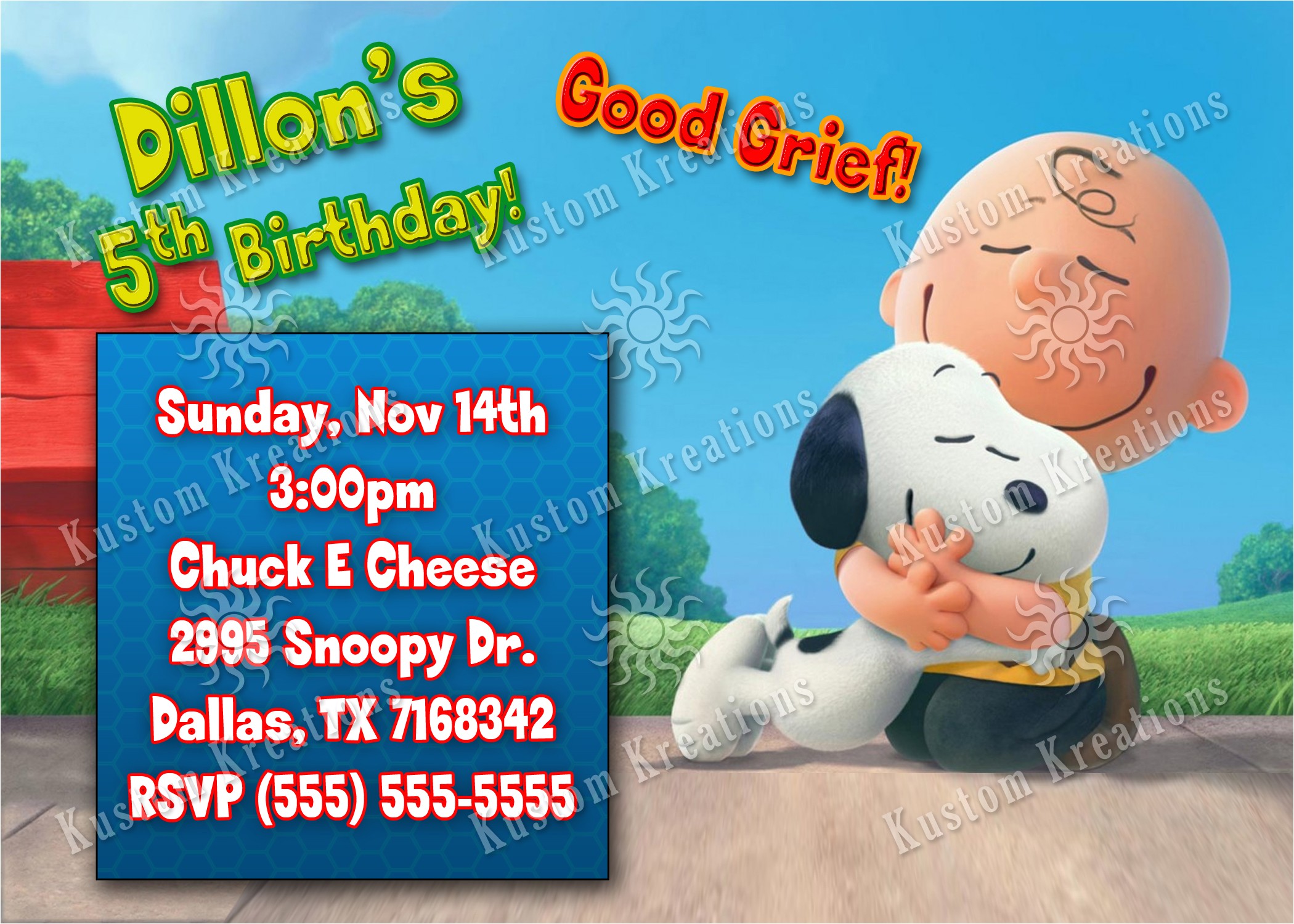 Snoopy Birthday Party Invitations Peanuts Snoopy Birthday Invitations Kustom Kreations
