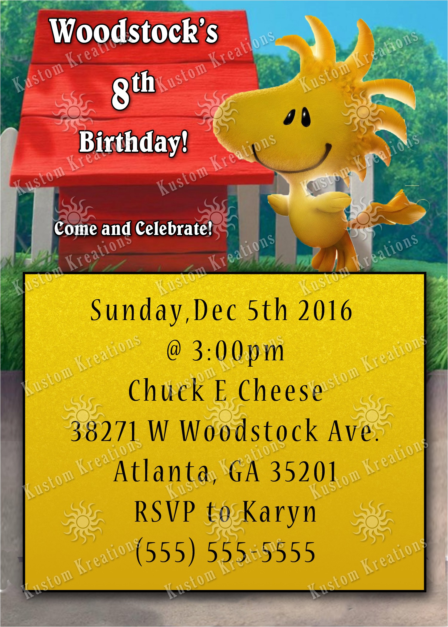 Snoopy Birthday Party Invitations Peanuts Snoopy Birthday Invitations Kustom Kreations