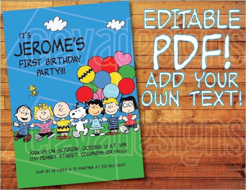 Snoopy Birthday Party Invitations Printable Peanuts Invitation Snoopy Invitation for Peanuts