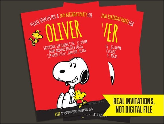 Snoopy Birthday Party Invitations Snoopy Invitation Snoopy Birthday