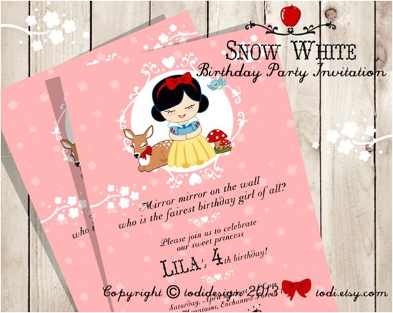 Snowball Party Invitations Little Princess Snow White Birthday Party Invitation