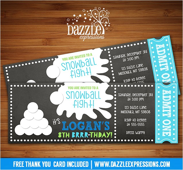 Snowball Party Invitations Printable Winter Snowball Party Birthday Invitation Snow