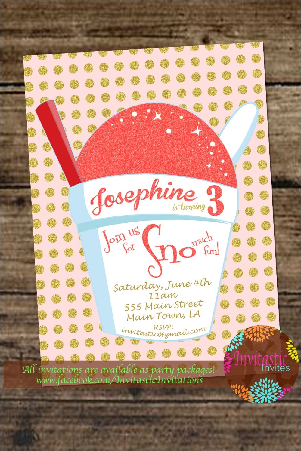 Snowball Party Invitations Snoball Birthday Invitation New orleans Sno Ball Snow Cone