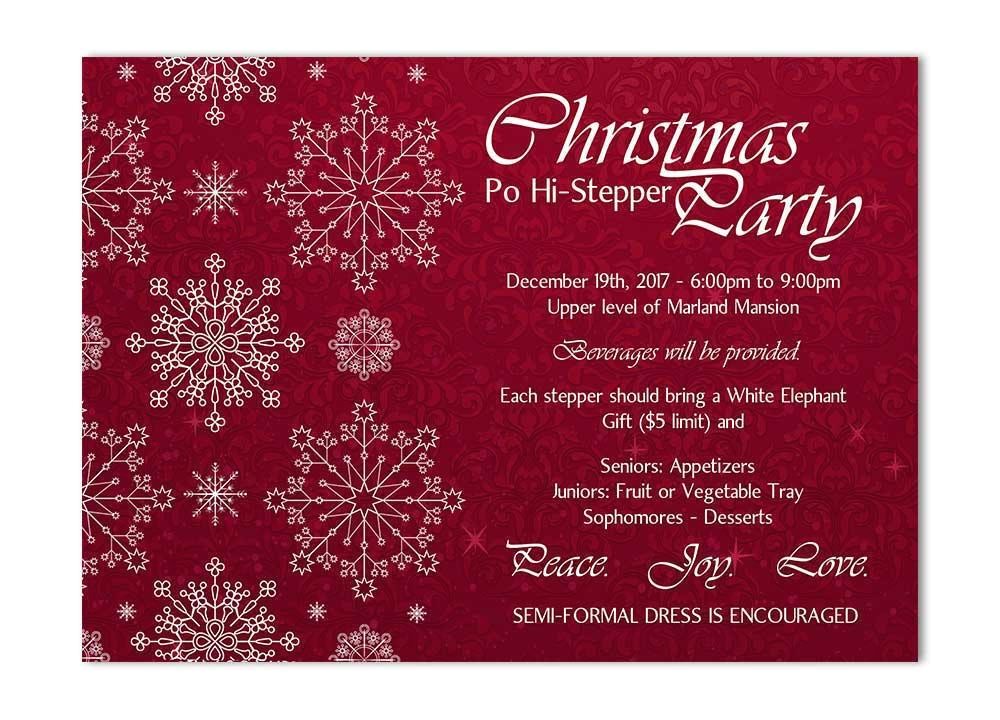 Snowflake Birthday Party Invitations Snowflake and Flourishes Christmas Party Invitation Red
