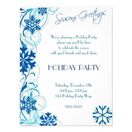Snowflake Party Invitation Template Blue Snowflake Holiday Party Invitations 4 25 Quot X 5 5