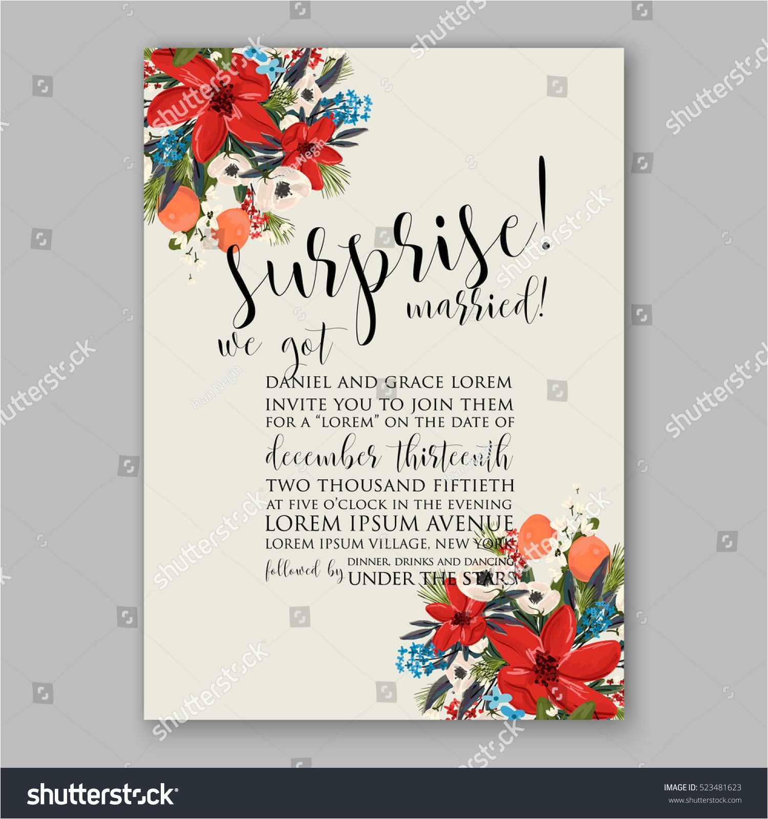 Snowflake Party Invitation Template Poinsettia Winter Wedding Invitation Template Card Stock