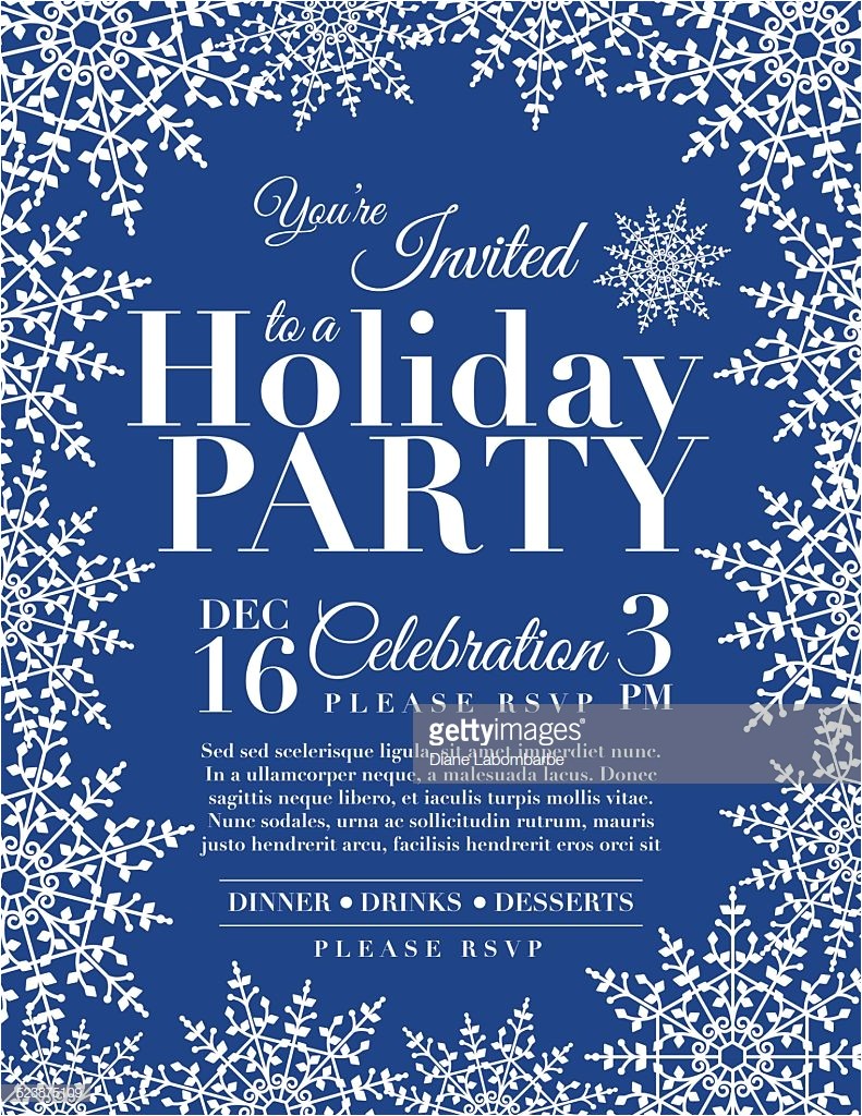 Snowflake Party Invitation Template Snowflake Holiday Party Invitation Template Blue Vector