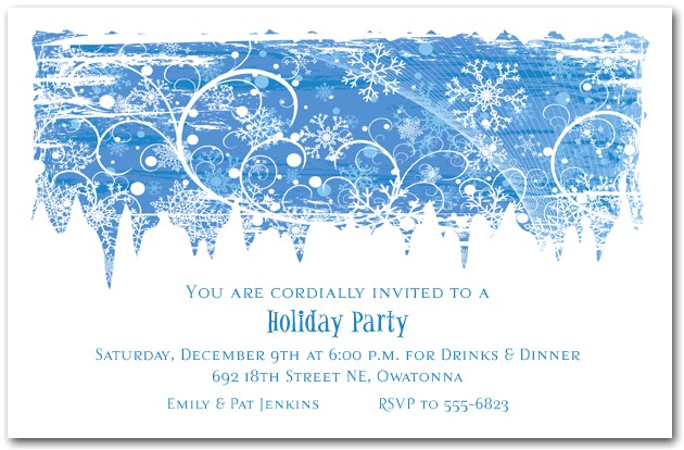 Snowflake Party Invitation Template Swirling Snowflakes Holiday Invitation Christmas Invitations