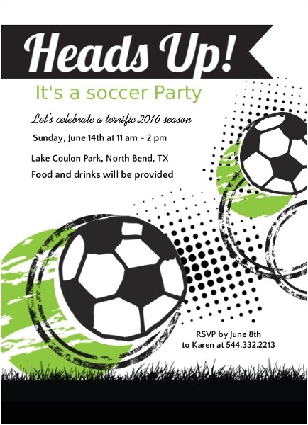 Soccer Party Invitation Template Green and Black soccer Game Party Invitation soccer