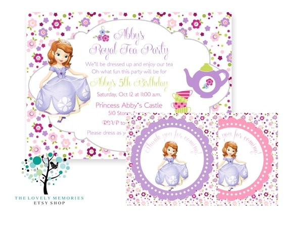 Sofia the First Tea Party Invitations sofia the First Princess Birthday Tea Party theme Invitation