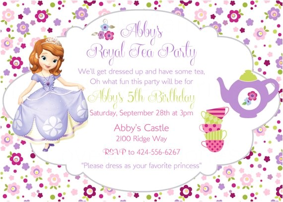 Sofia the First Tea Party Invitations sofia the First Princess Birthday Tea Party theme