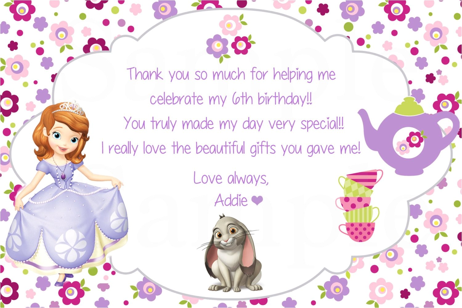 Sofia the First Tea Party Invitations sofia the First Princess Birthday Tea Party theme Thank You